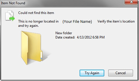 item not found error
