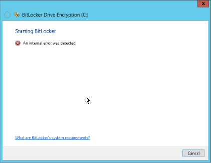 Bitlocker Internal error